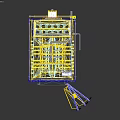 Blue And Yellow Industrial Control Unit With Control Panel And Cabinet