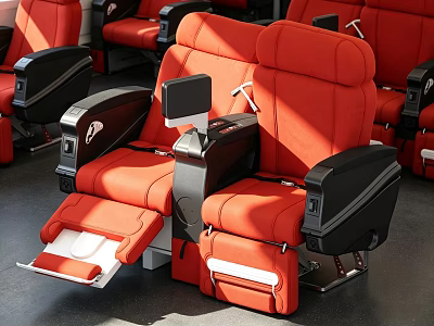 Modern Red Reclining Theater Seats With Armrests Cup Holders And Footrests 3d model