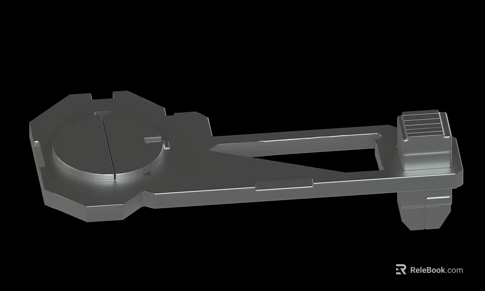 Metallic Mechanical Part 3D Model Featuring Circular Component And Elongated Structural Design 3d model