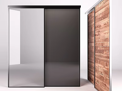 Modern Hinged Door Design With Glass Panel And Wooden Texture For Home Interior 3d model