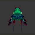 Vibrant 3D Rendered Lobster With Red Claws Blue Body And Iridescent Glow Details