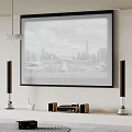 High Definition Projection Monitoring Displaying Cityscape On Screen With Indoor Speakers
