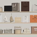 Elegant Assorted Bags And Boxes Displayed On Shelves With Various Designs And Styles