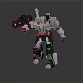 White Green Red Robot Action Figure With Cannon Standing Pose Toy Model