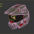 Green Futuristic Helmet With Metallic Surface Design And Transparent Visor Details