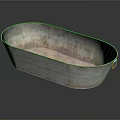 Vintage Galvanized Metal Oval Tub With Distressed Finish And Handle