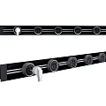 Black Long Strip Electrical Socket Bar With Multiple Circular Outlets And White Knobs