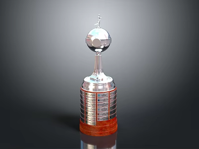 Silver Trophy Design With Red Wooden Base And Engraved Stripes 3d model