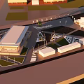 Modern BMW Building Exterior With Glass Facade And Outdoor Seating Area