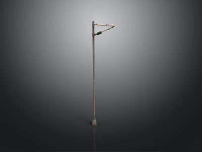 Modern Street Light Structure With Tall Metal Pole And Curved Lamp Head 3d model