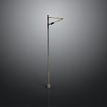 Modern Street Light Structure With Tall Metal Pole And Curved Lamp Head
