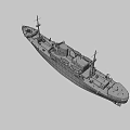 Vintage Cargo Ship With Weathered Hull Wooden Deck And Mast Structures Details
