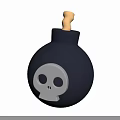Black Skull Themed Hand Grenade Weapon Featuring Lit Fuse Design