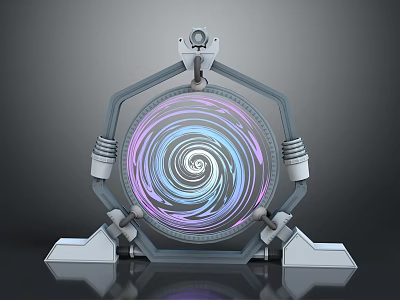 Futuristic Tech Device Frame With Purple Blue Spiral Design And Stable Base 3d model