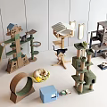 Various Cat Trees And Pet Toys For Feline Play And Rest