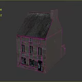 Two Story Brick Building With Gray Roof Ground Floor Shop Windows And Door