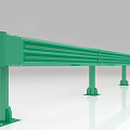 Durable Green Metal Guardrail with Sturdy Posts Horizontal Striped Beams and Bases
