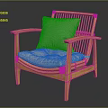 Natural Wooden Frame Outdoor Chair With Rattan Backrest And Light Gray Cushion