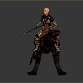 Armored Warrior Riding Fierce Reptilian Beast With Sharp Teeth And Red Saddle