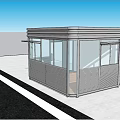 Modern Metal Security Booth With Glass Windows And Roadside Structure Design 3d model