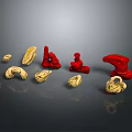 Natural Wood And Stone Decorative Pieces With Various Shapes Yellow Red Tones