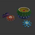 Colorful Mechanical Gears And Black Circular Component Featuring Red Blue Gray Parts