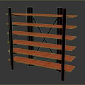 Modern Storage Shelf Unit With Orange Shelves Black Frame And Cross Supports
