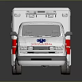 White Ambulance With Red Stripes Medical Emergency And Roof Emergency Lights