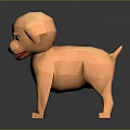Cute Low Poly Orange Dog Doll With Friendly Expression On Smooth Standing Base 3d model
