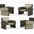 Sleek Modern Leather Leisure Chairs In Olive Green With Contemporary Design And Multiple Angles