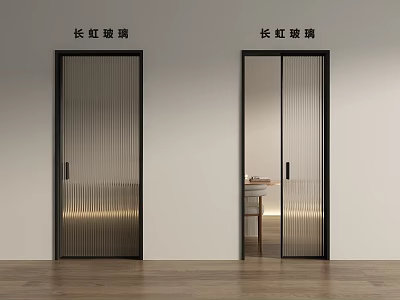Modern Sliding Doors with Longhong Glass and Black Frame in Interior Space Design 3d model
