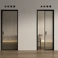 Modern Sliding Doors with Longhong Glass and Black Frame in Interior Space Design