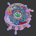 Vibrant 3D Rendered Cell Organelles With Hair Like Fibrous Structures And Internal Details