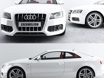 White Audi Coupe Car With Red Interior Front And Side Views Stylish Wheels 3d model