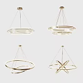 Modern Chandeliers With Circular Ring Design And Geometric Structure For Interior Decoration 3d model