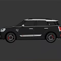 Modern Striped Two Tone SUV Car With White Roof Round Headlights And Black Wheels