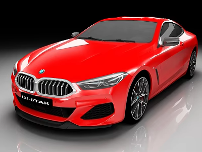 Red BMW Sporty Coupe Exterior With Shiny Paint Front Grille And Alloy Wheels 3d model