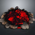 Natural Stone Formation With Red Lava Like Center And Surrounding Rocks