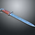 Classic Weapon With Red Handle Silver Sharp Blade And Metal Guard Design 3d model