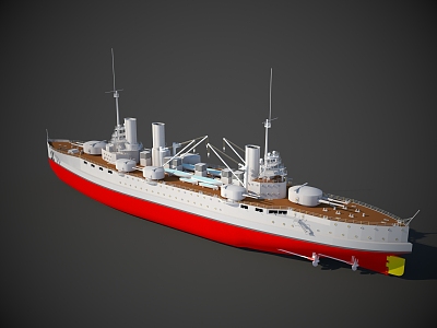 Modern French Denton-class battleship 3d model