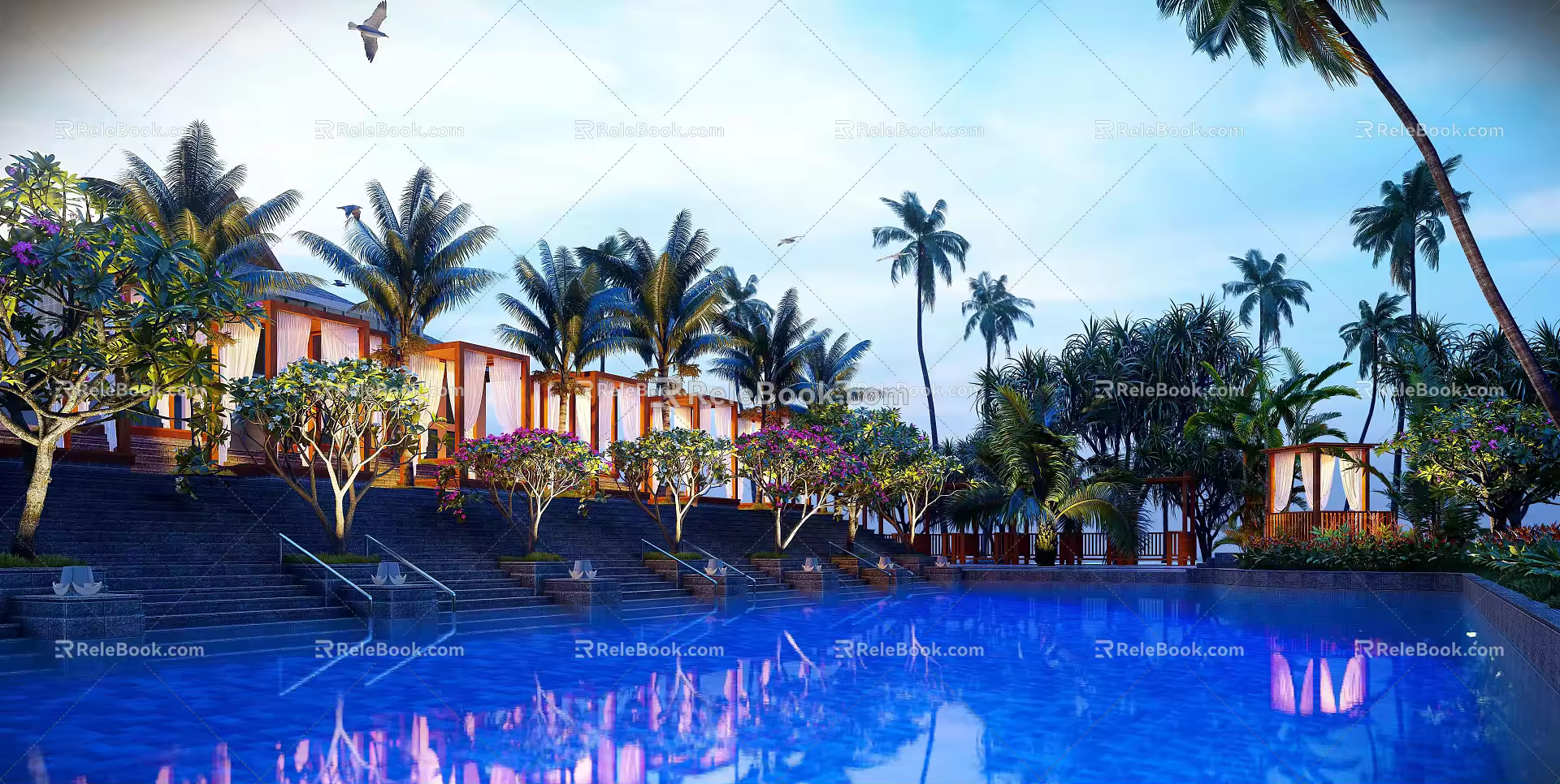 Southeast Asia Resort Pool Resort 3d model