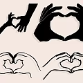 Heart Shaped Hand Silhouette Art Wall Decor with Creative Design Elements 3d model