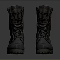 Dark Colored Leather Boots with Lace Up Design Thick Rugged Sole and Durable Style