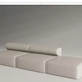Modern Light Colored Modular Sectional Sofa With Cylindrical Backrest And Comfortable Seats 3d model
