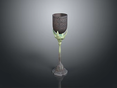 Decorative Goblet With Intricate Pattern Green Stem And Ornate Base Design 3d model