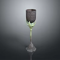 Decorative Goblet With Intricate Pattern Green Stem And Ornate Base Design