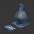 Hand Carved Ceramic Vase With Textured Surface And Decorative Handle