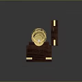 Brass Telescope With Black Leather Wrap In Wooden Box And Gold Metal Decorations