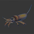Prehistoric Orange Red Arthropod Creature With Long Tail And Sharp Pincers 3d model