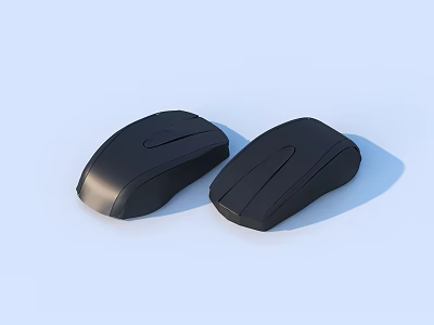 Black Wireless Computer Mice With Ergonomic Design For Home Office Use 3d model